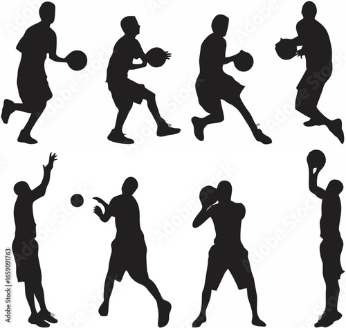 Basketball players dribbling ...