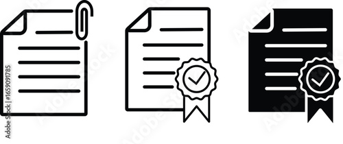 Documents with paper clip and check marks, ready for inspection and verification. These documents have clean lines and professional appearance
