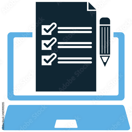 Online test icon vector for e-learning, assessments, and quizzes. Ideal for illustrating digital education, online exams, and knowledge evaluation.