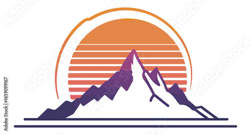 Mountain sunset graphic illustration