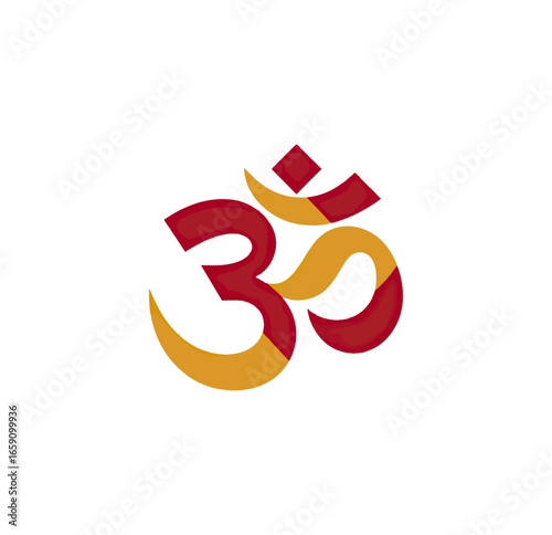 Om symbol design in maroon and gold