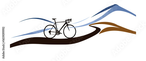Road bike illustration on scenic path