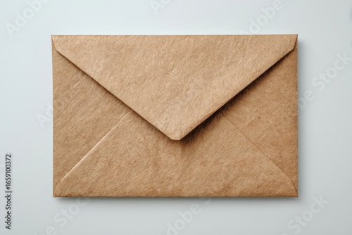 Classic Brown Paper Envelope with Sealed Flap on Light Background for Direct Mail or Personal Correspondence Use