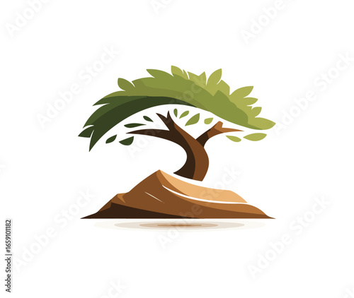 Bonsai tree on an island illustration