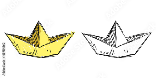Grunge sketch paper ship vector for creativity, adventure, and journey with a raw, artistic feel. Ideal for illustrating imaginative travel, exploration, and creative concepts.