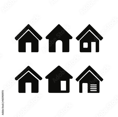 icon set in the shape of a house