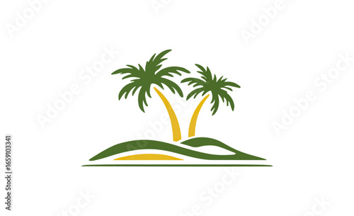 Palm trees on tropical island illustration