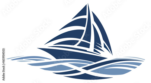 Stylized sailing boat illustration