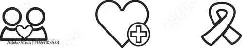 Heart with plus sign icon for health care and medical concepts