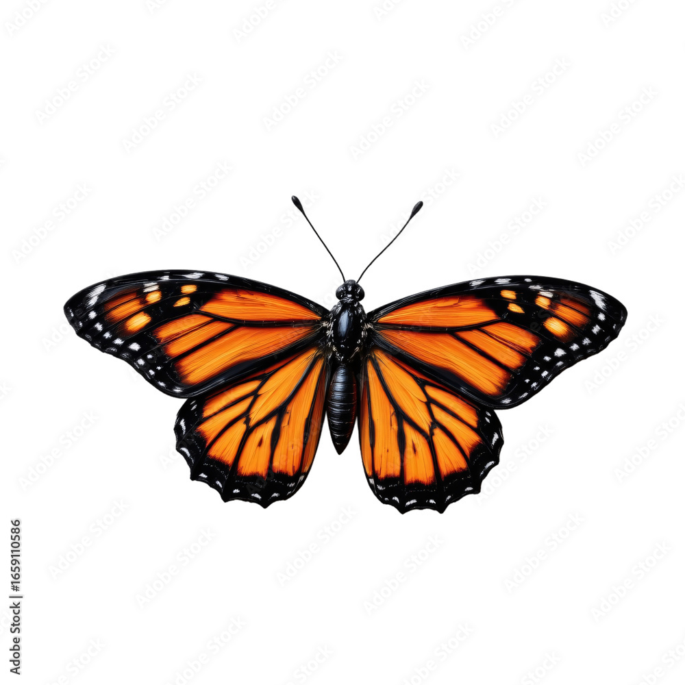 Fototapeta premium Monarch butterfly in nature close-up photography vibrant orange colors natural habitat detailed view
