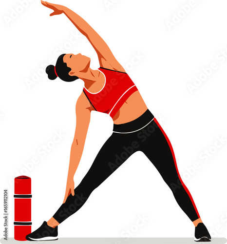 Woman Doing Fitness Stretch Exercise