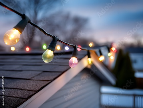 Colorful Holiday Lights on Roof