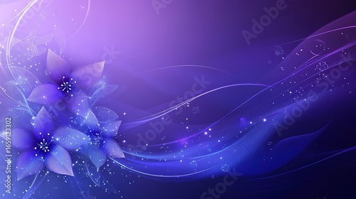 Solid Purple Background with Intricate Lace Pattern on Left Side, Minimalist Vector Graphic Design Asset