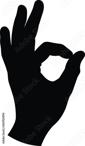 OK Hand Gesture Silhouette Icon