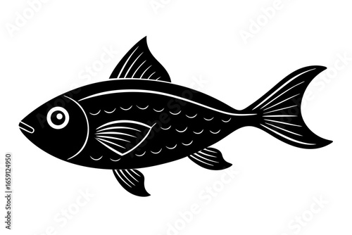 Vector illusion of  fish on a white background