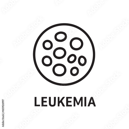 Vector icon minimalist design about leukemia cancer awareness, made in black and white with strong black outline, representing unity, survival, courage, compassion, resilience, healing, strength, hope