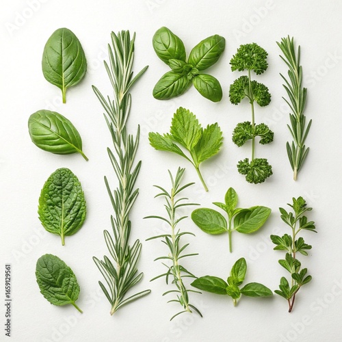 set of fresh herbs