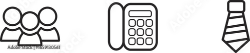 Simple Line Art Icon of a Landline Telephone for Communication