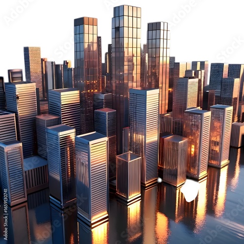 Cityscape of the Future: An impressive cityscape with architectural details, featuring glass and steel structures.