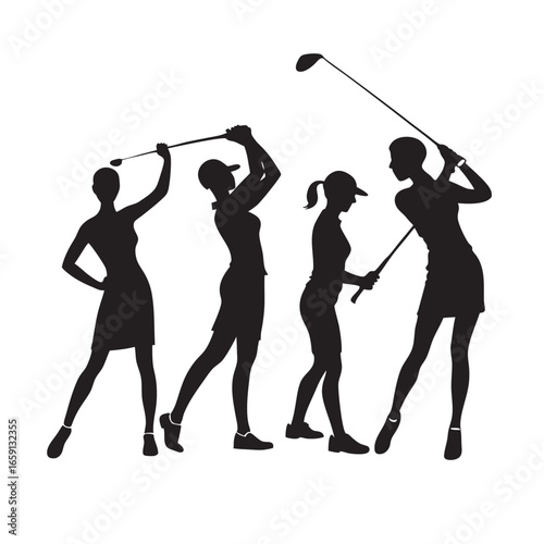 golf player silhouette vector