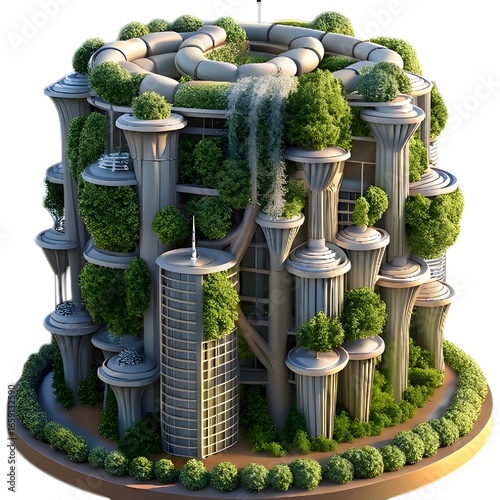 Eco-City Sanctuary: A sustainable, futuristic city design showcasing an innovative vision for eco-conscious urban living.