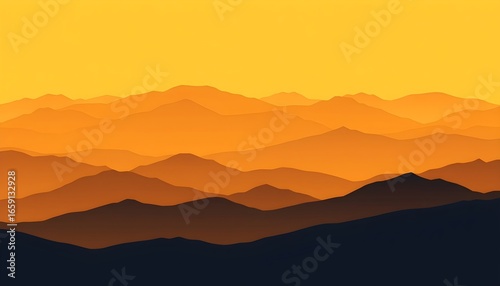 a mountain against a yellow-brown silhouette