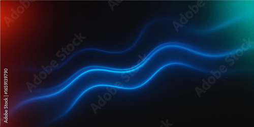 Abstract flowing blue lines creating a futuristic wave pattern on a black background