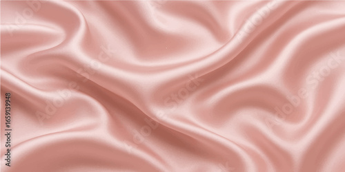 Smooth pink satin fabric waves gently, a luxurious and romantic backdrop for fashion and decoration