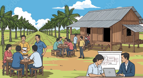 Community engagement meeting at rural area for sustainable development project