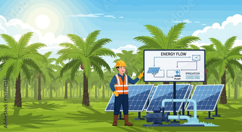 Sustainable agriculture utilizing renewable energy with solar powered irrigation