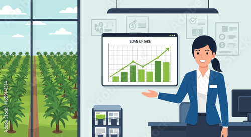 Financial presentation in the agricultural sector showcasing loan uptake success