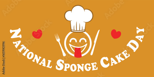 National Sponge Cake Day web vector banner design illustration