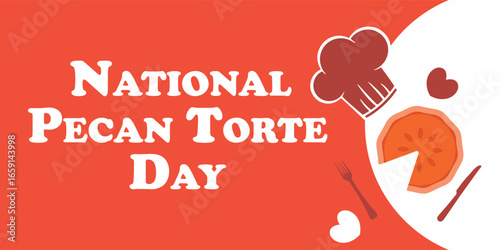 National Pecan Torte Day web vector banner design illustration