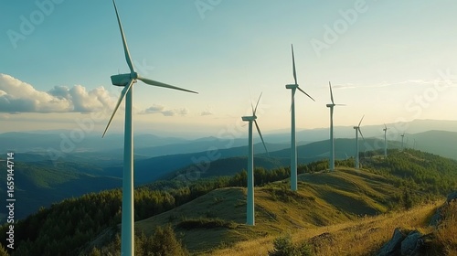 Wind turbines on a hillside at sunset (1)