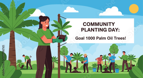 Community Planting Day: Collaborative Effort to Grow Palm Oil Trees Together