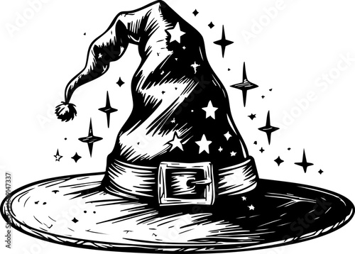 Magical halloween celebration with witch hat fantasy art whimsical environment artistic viewpoint enchantment theme