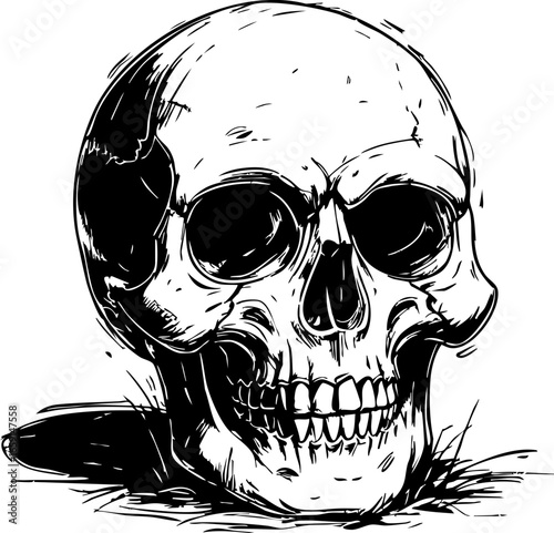 Mysterious skull dark art studio digital artwork eerie environment close-up view of mortality