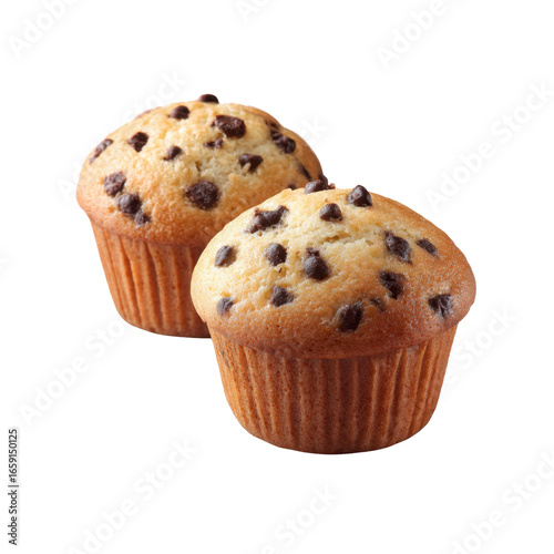 Delicious Chocolate Chip Muffins, Close-up Studio Shot