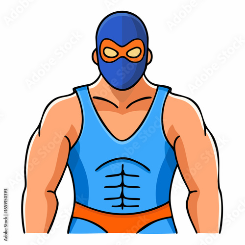 Firefly wrestler vector illustration A stylized depiction of a masked combatant, ready to compete and entertain