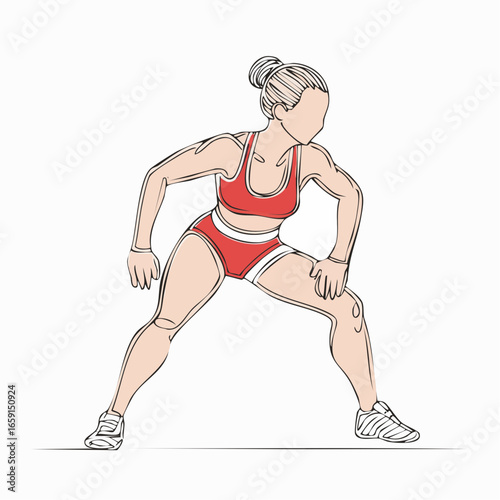 Dynamic Firefly Wrestler Vector Line Art of a Single Stroke Pose