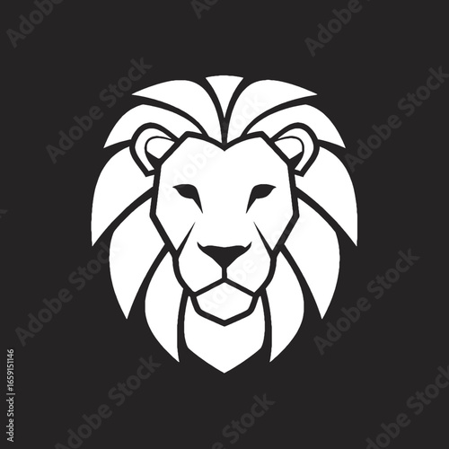 Majestic White Lion Head Logo Design on Black Background