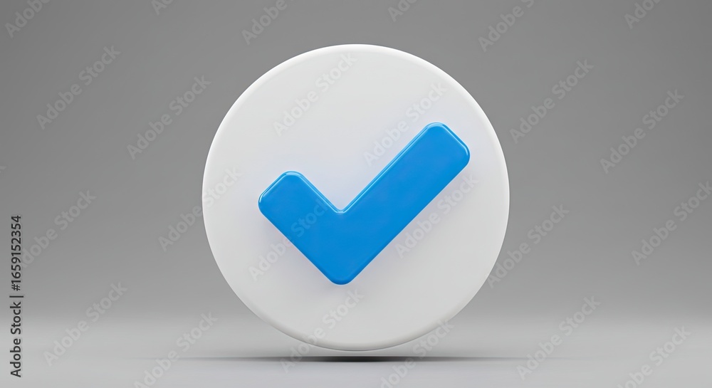 Bold blue checkmark symbol on a clean white circle conveying approval, success, and confirmation with a modern, minimalist aesthetic Bold blue checkmark symbol on a clean white circle conveying approval, success, and confirmation with a modern, minimalist aesthetic