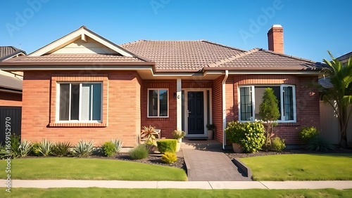 A charming suburban Australian house with a clean facade, basking in bright daylight and simplicity.