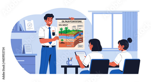 Presentation on oil palm plantations' soil impact for environmental awareness