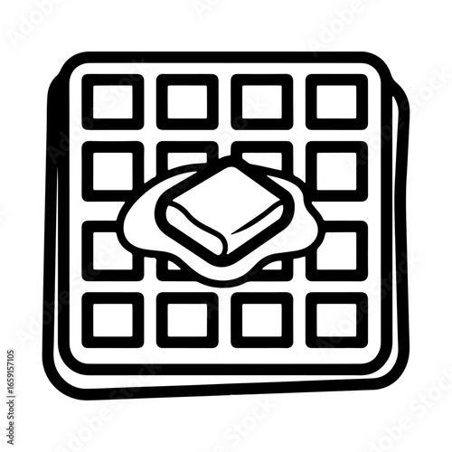 Waffle clipart for digital menus and apps - A clean and simple vector clipart suitable for use in the food or breakfast section of digital, mobile apps, and other online platforms.
