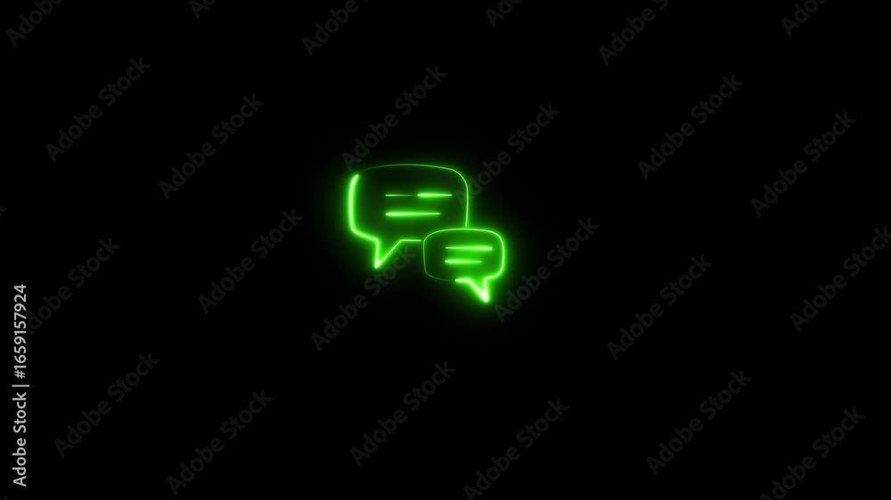 Chat box animation. Neon glowing message box line icon animation text chat box sign symbol. Chat box animation. Neon glowing message box line icon animation text chat box sign symbol.