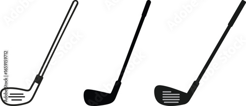 Three Golf Clipart different types of golf clubs.