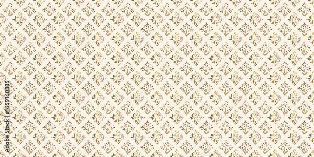 Fototapeta premium Autum Winter Pattern Background Illustration For Cover, Banner, Notes. Fall Winter Aesthetic Background. Plant And Flower Pattern Background.