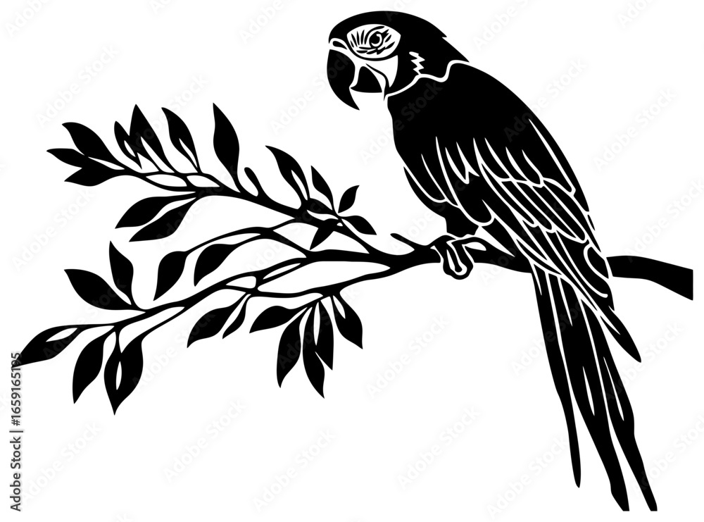 Fototapeta premium Parrot bird silhouette drawing