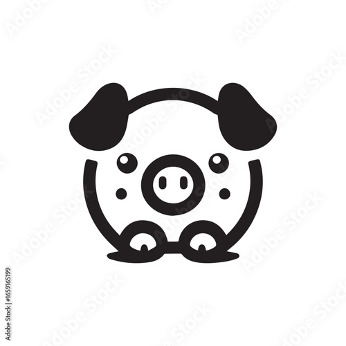 cute pig animal silhouette with white background